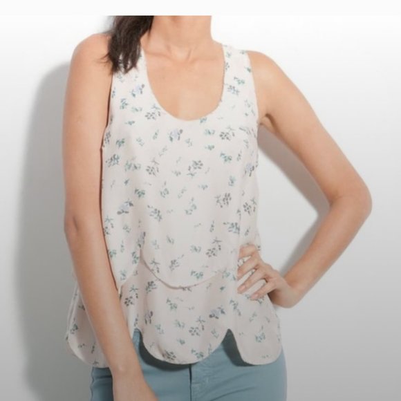 Joie Felix Floral Silk Tank with Scalloped Hem Size S - Picture 1 of 8